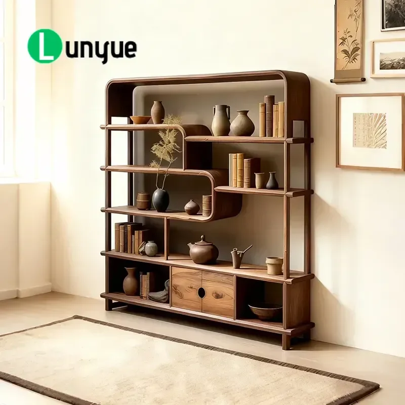 New Chinese Style Solid Wood Bogu Frame Shelf Tenon Mortise Structure Display Cabinet Storage Rack for Living Room Entrance
