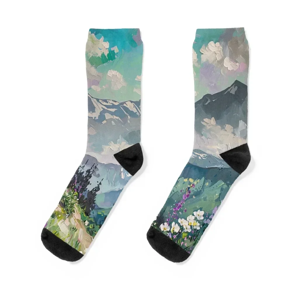 

Bavarian Alps Socks floral winter thermal football hip hop Socks For Women Men's