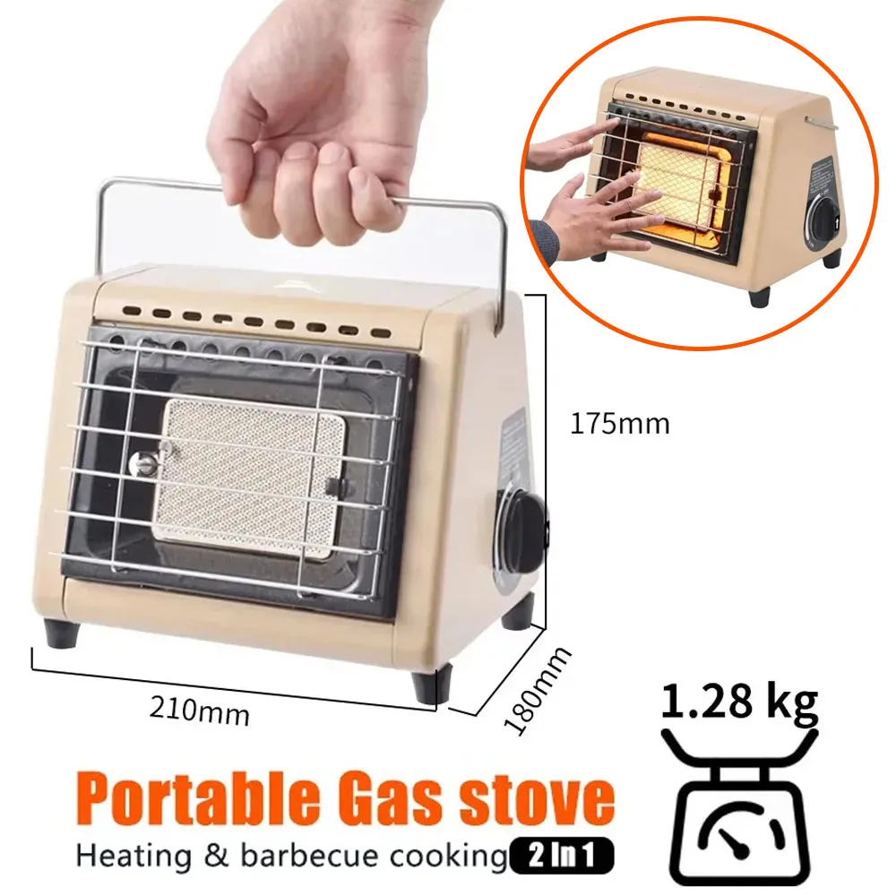 Portable 2 in 1 Gas Stove Heater 1.5KW BBQ Cooking Camping Tent Heater Propane Heater for Home Outdoor Picnic