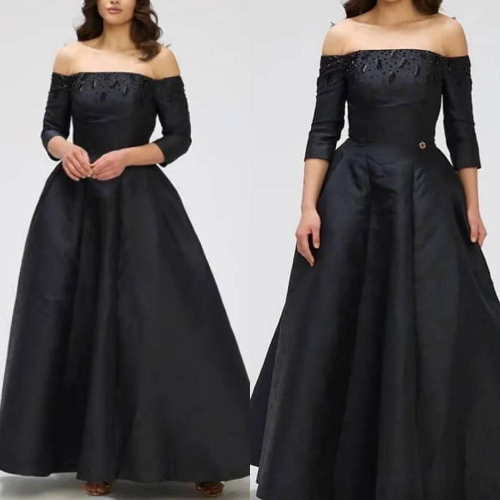 فستان سهرة رسمي أنيق مخصص على شكل حرف A برقبة قارب، فساتين مناسبة مخصصة للحفلات ذات جودة عالية