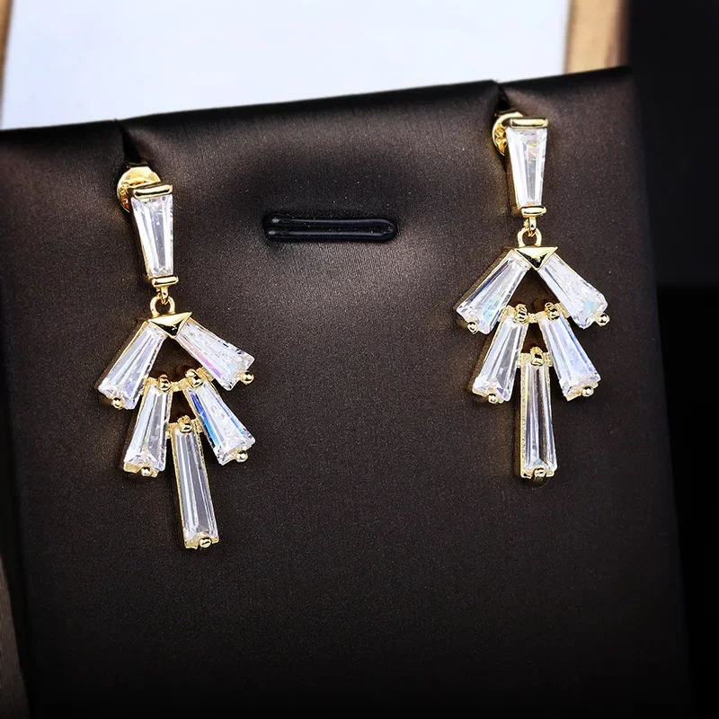 Fashionable new in earings 925 silver inlaid with AAAAA zircon elegant long tassel earrings for women's light luxury jewelry