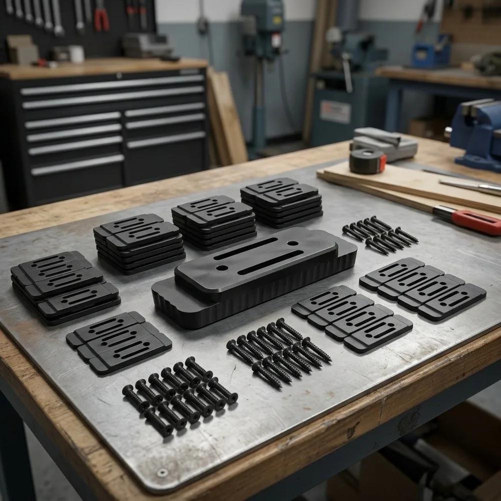 Mounting Feet Set of 24 for System Deployment ABS Plastic Construction with 48 Nails for Repeated Mounting Tasks