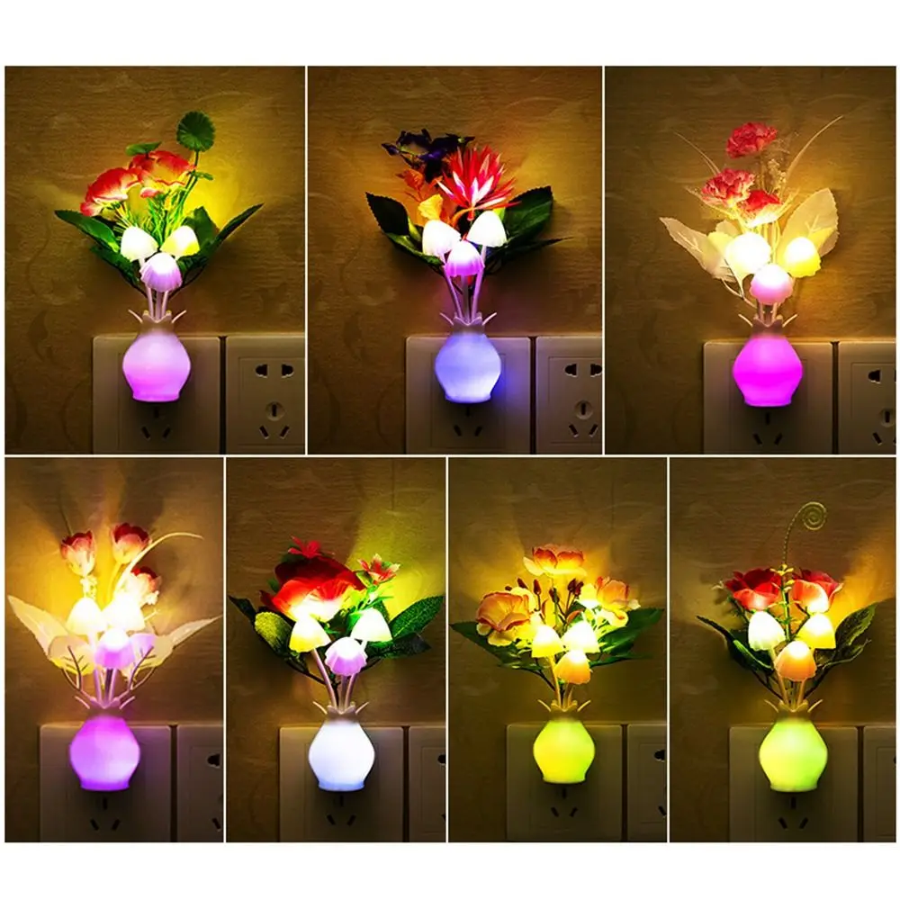 Day Gift 3D Light Handmade LED Mushroom Night Lights Colorful Little Night Light Floral Lamp Pomegranate Bottle For EU Plug