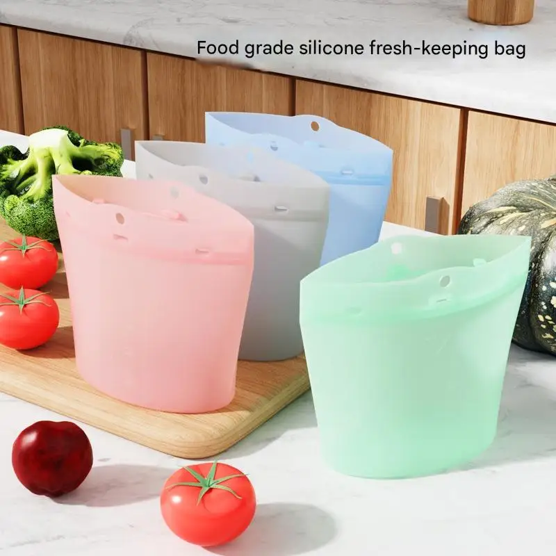 Silicone Fresh-keeping Bag,Reusable Large Capacity Kitchen Storage for Refrigerator Space Saving,Eco-Friendly,Leakproof