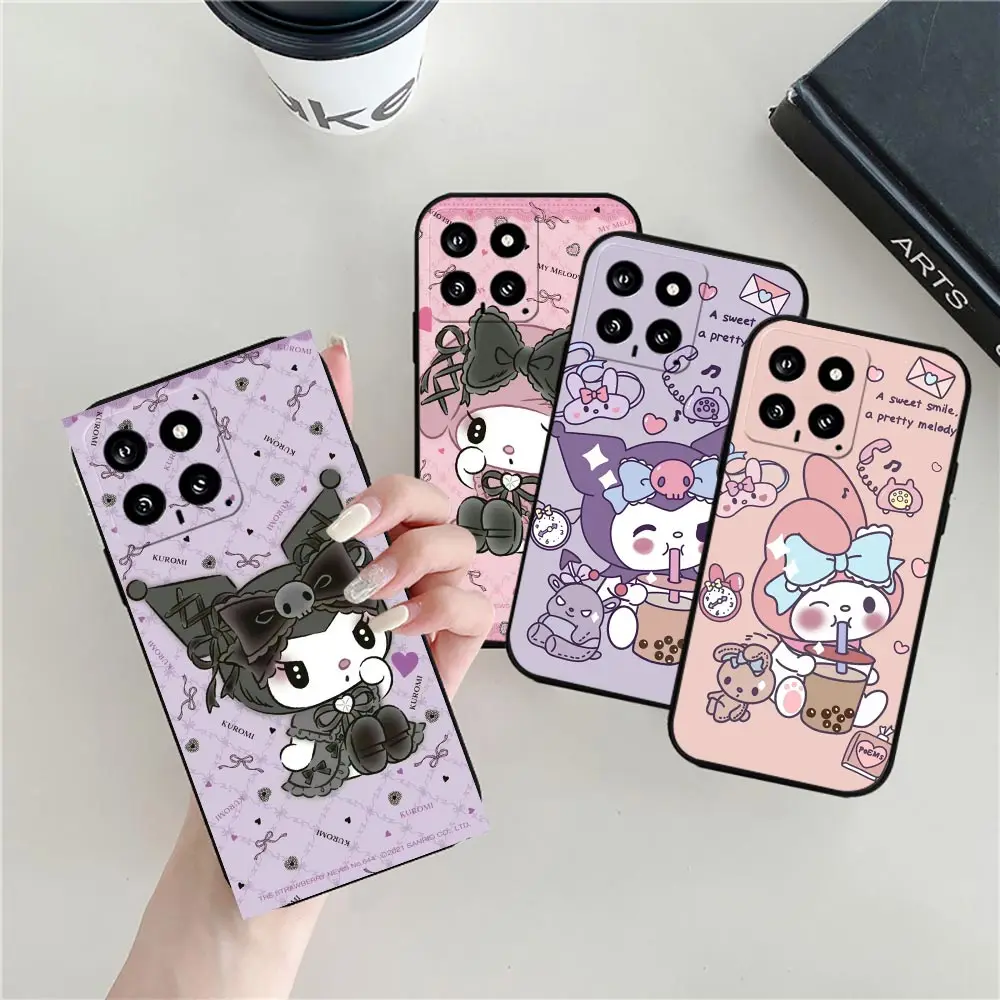 

Cartoon Kuromi My Melody Phone Case For Xiaomi 14 12 12T 11 11T 10 10T CC9 9SE 9 POCO F5 F4 X5 X4 M6 M5 M4 PRO Black Soft Cover