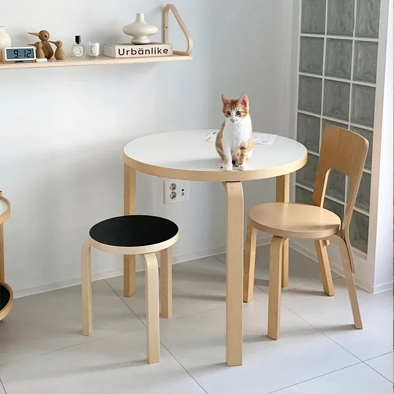 Exceptional Nordic Round Dining Table Classic Solid Wood White Simple Round Table Net Red Artek Desk Long - Lasting
