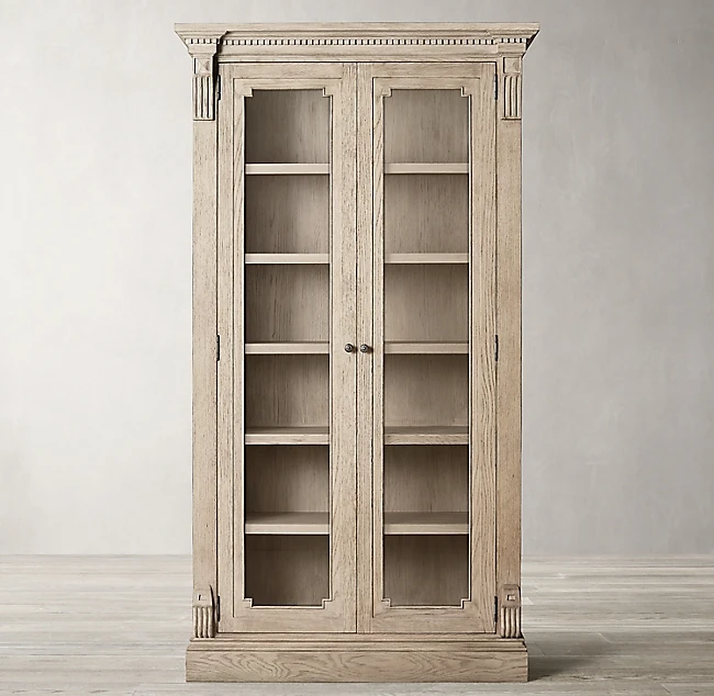 Living Room Fixed Shelf Two Glass Display Storage Furniture Solid Oak Kitchen Cabinets Wood Furniture