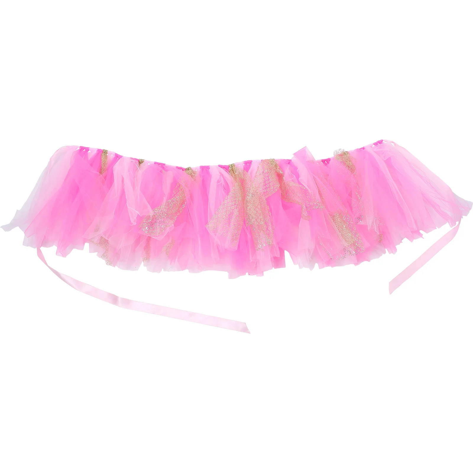 تنورة توتو للأطفال مصنوعة يدويًا من التول اللامع الوردي الوردي لحفلات الاستحمام كرسي مرتفع لتزيين كرسي مرتفع