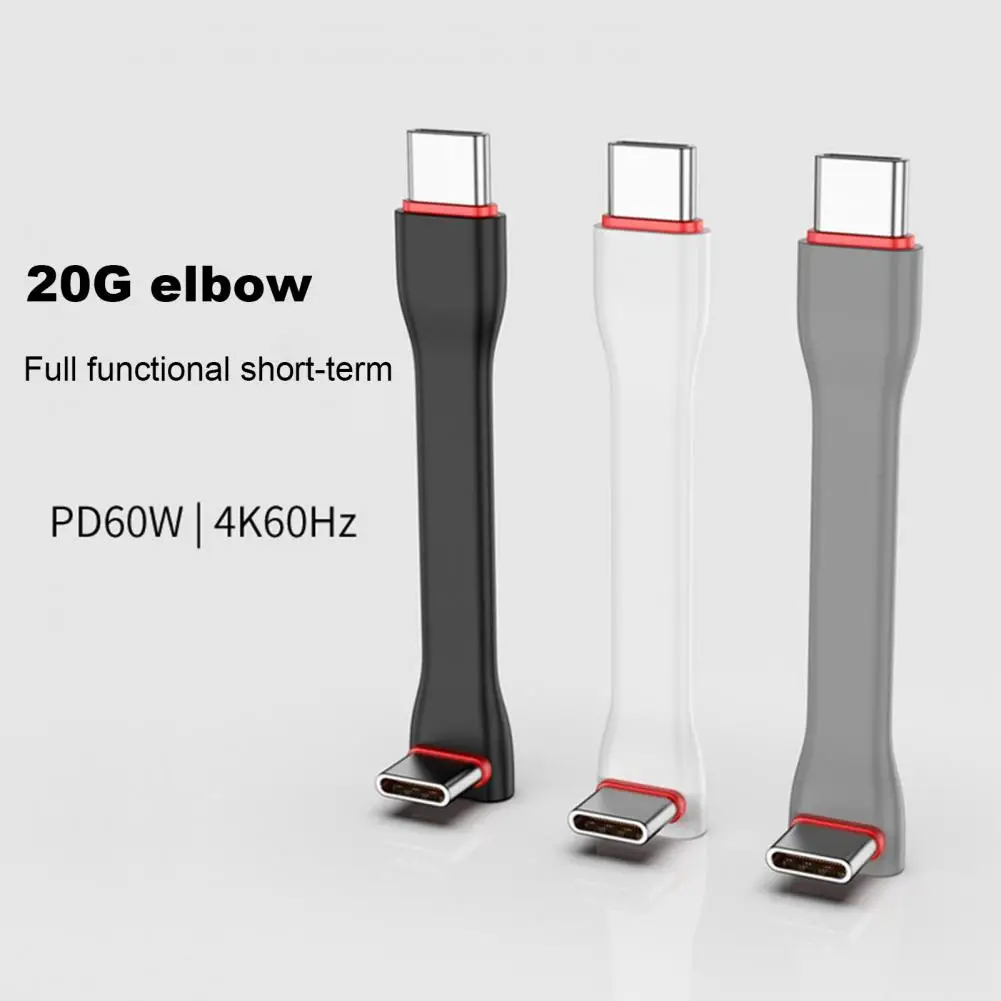 USB C to USB C Cable 90 Degree PD60W 3A Fast Charging 20Gbps Data Wire for Phones Laptops Game Consoles 4K@60Hz Video Transfer