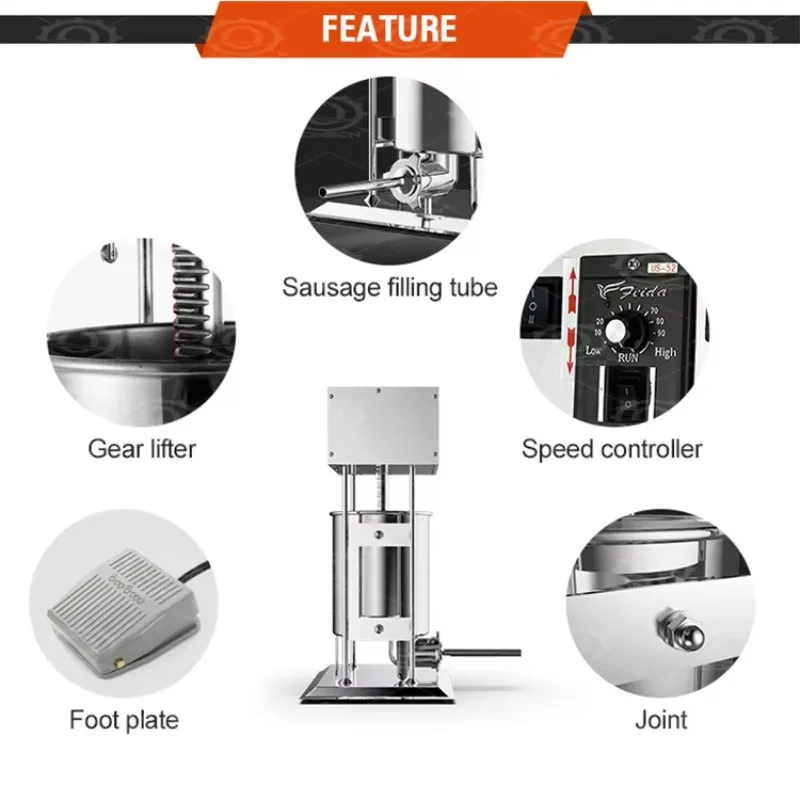 Hot SellingQDMECH 20 Liter Chorizo Sausage Maker Sausage Pusher Filling Machine 15L Electric Meat Processing Machinery Sausage S