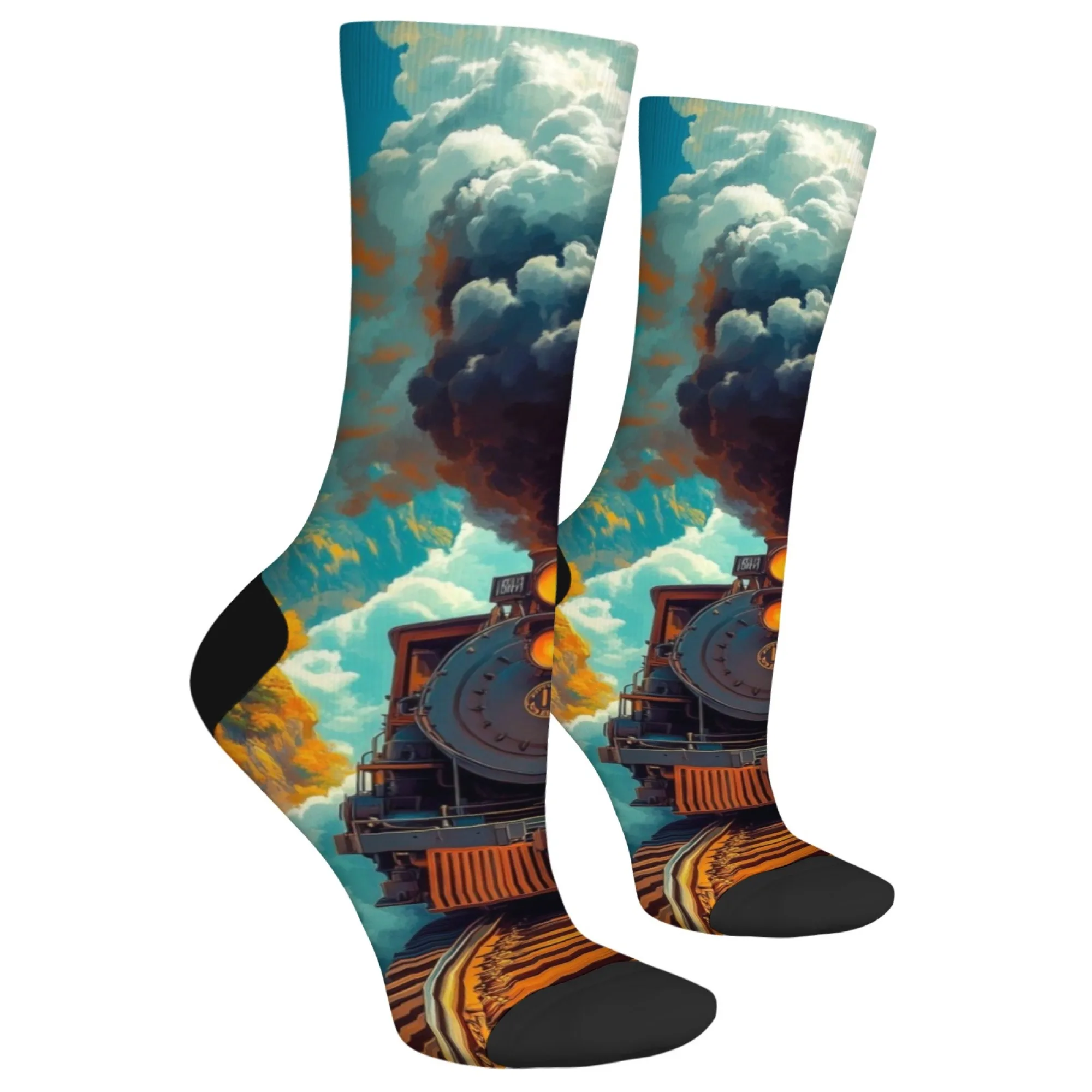 Calcetines de tren retro estilo Steampunk para hombre, calcetines deportivos informales a la moda, calcetines interesantes novedosos, cómodos, antideslizantes y cálidos