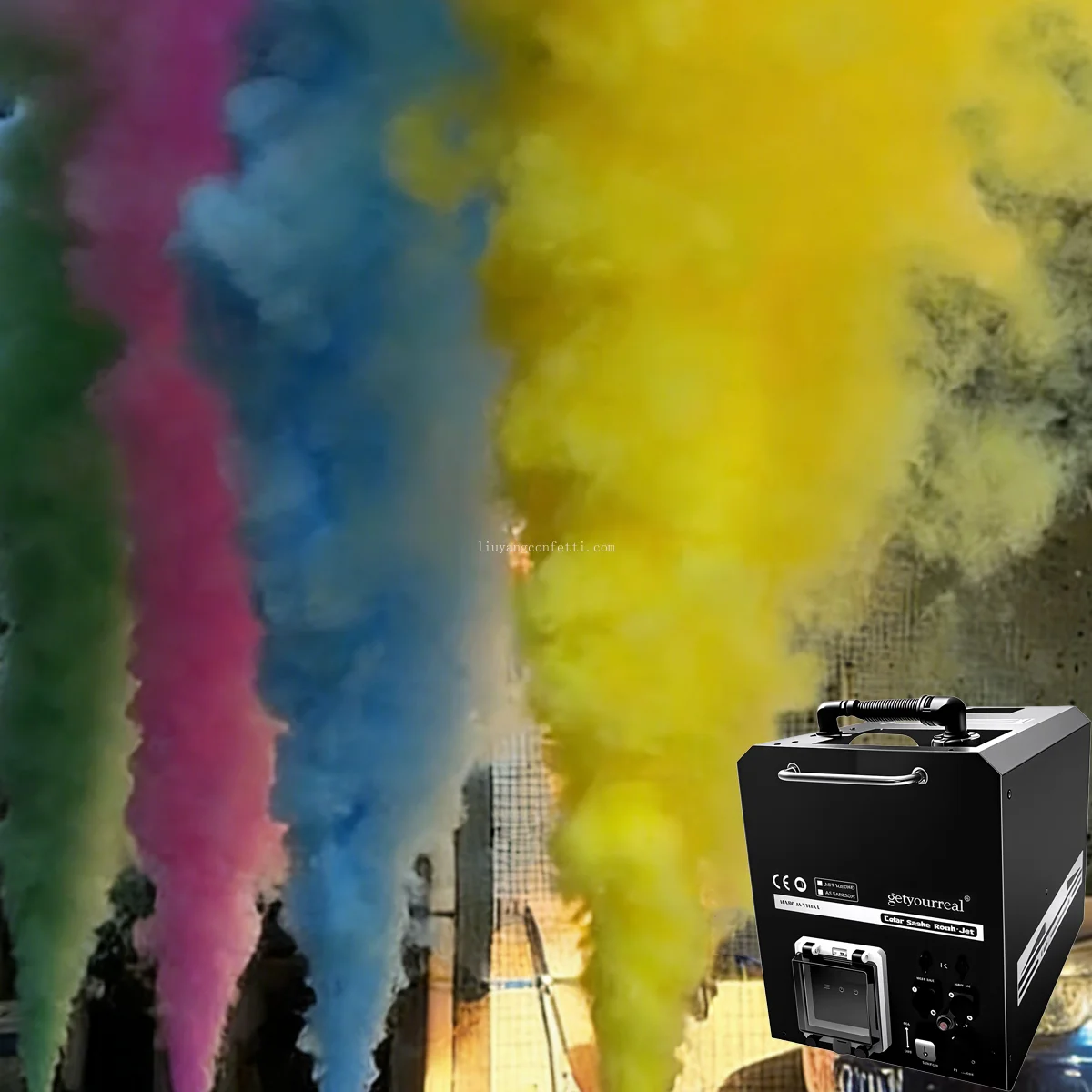 

DMX512 Stage DJ Wedding Party Gender Reveal Marriage Effect Use Fog Machine Liquid High Power Event Color Smoke Machine Remote