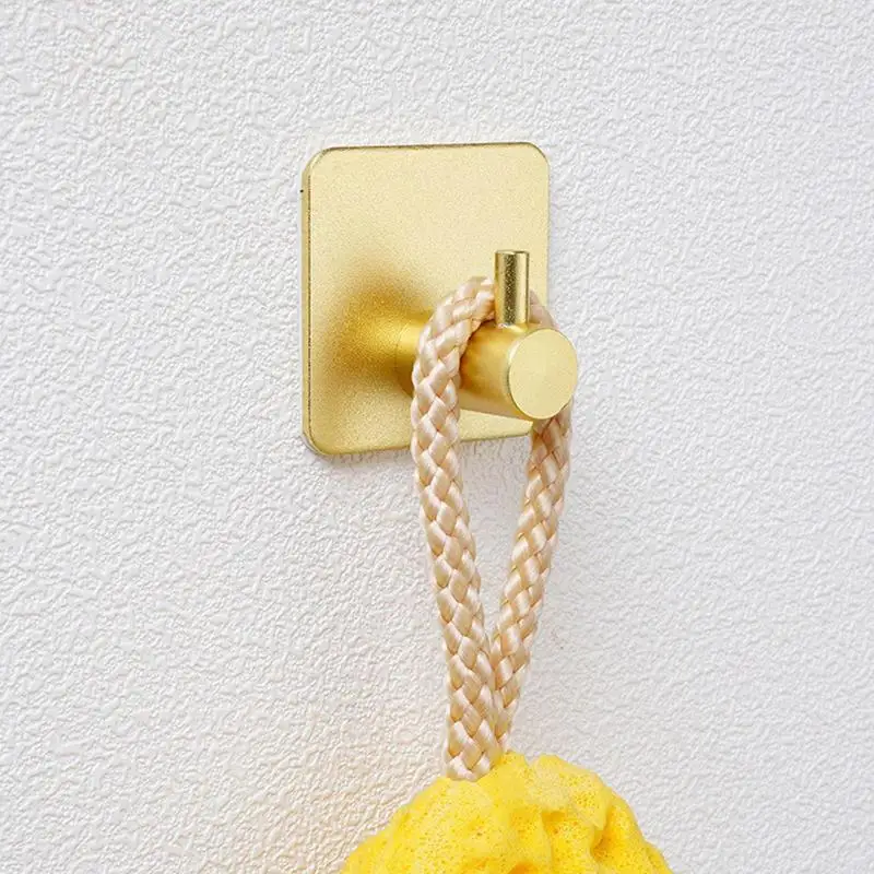 Wall Hooks Waterproof Self Adhesive Aluminum Hooks Gold Hanger For Keys Coats Clothes Robes Hats Kitchen Bathroom Toilets Hooks