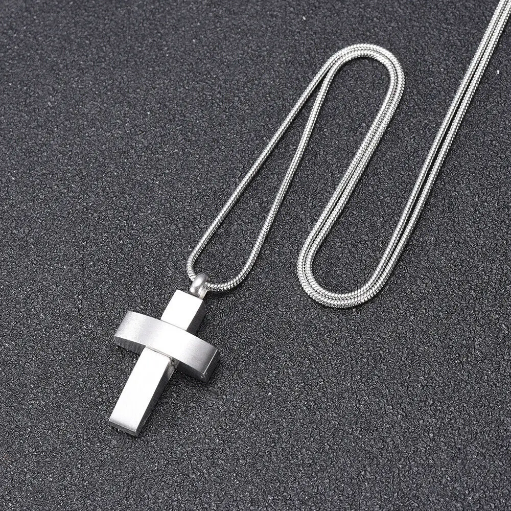 Cross Urn Necklace,Silver Ashes Cremation Locket,Cremation Jewelry Keepsake,Pendant Memorial