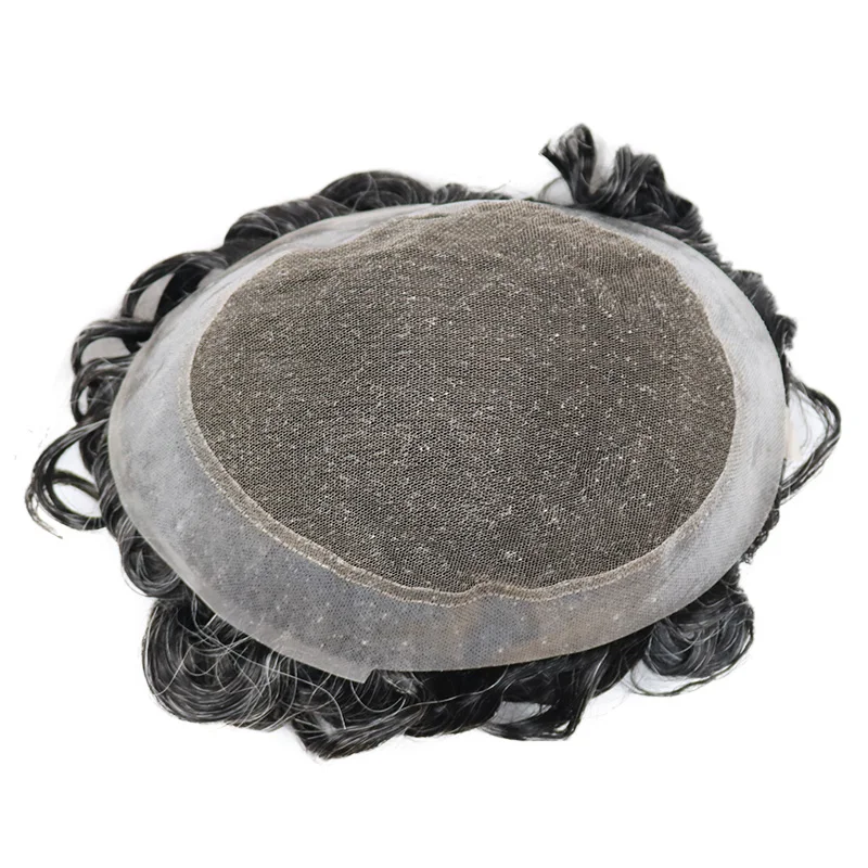 أستراليا الشعر المستعار 20 مللي متر مجعد تنفس الدانتيل بولي Base قاعدة الباروكات للرجال الرماد البني الرمادي الذكور الشعر الاصطناعية نظام الشعر الرجال #2