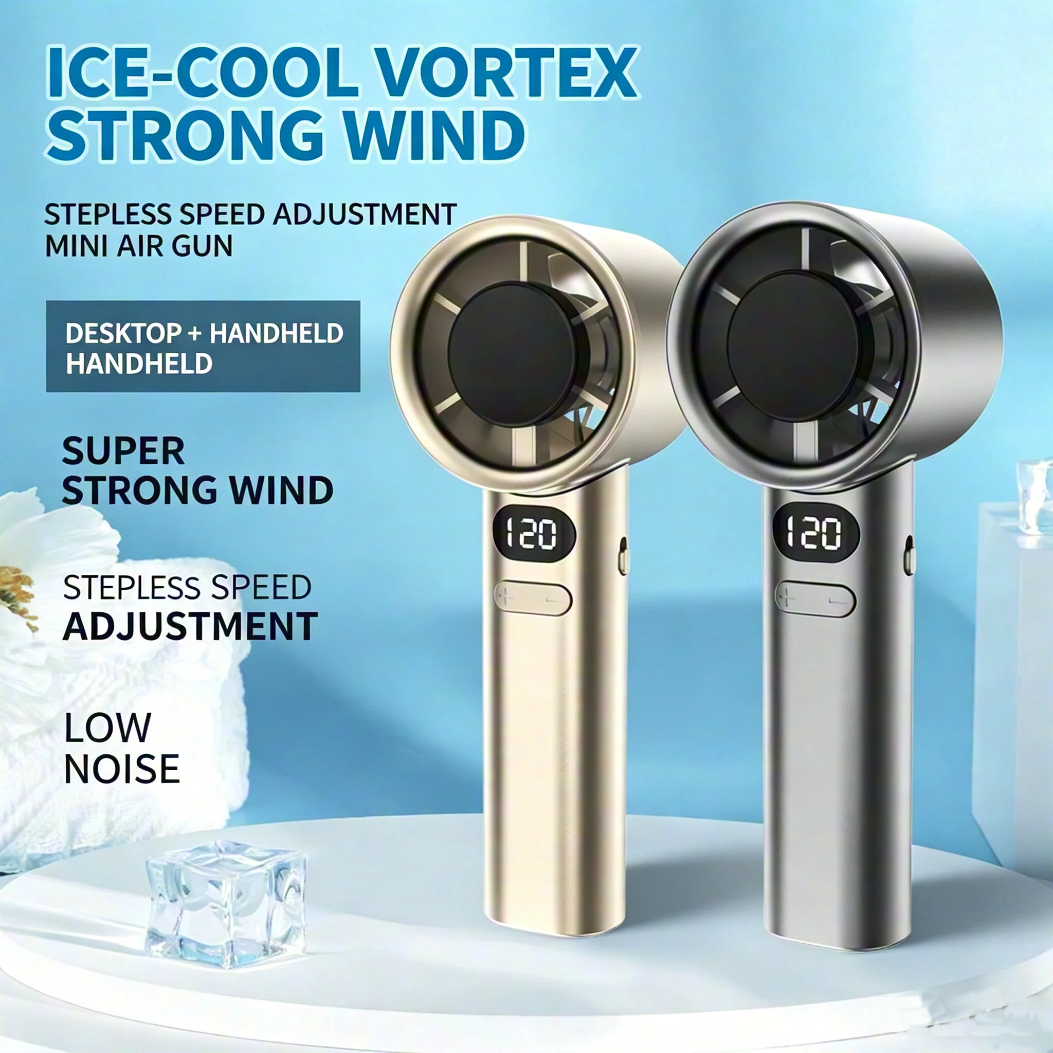 Mini Handheld Fan 120 Speed Portable Bladeless Desktop Fans Rechargeable Instant Cooling With Ice Mode For Men Women New
