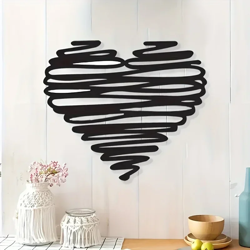1pc Modern Heart Metal Wall Sculpture - 1pc Metal Versatile Iron Art for Enhancing Cafe, Office, Lounge & Home Interiors