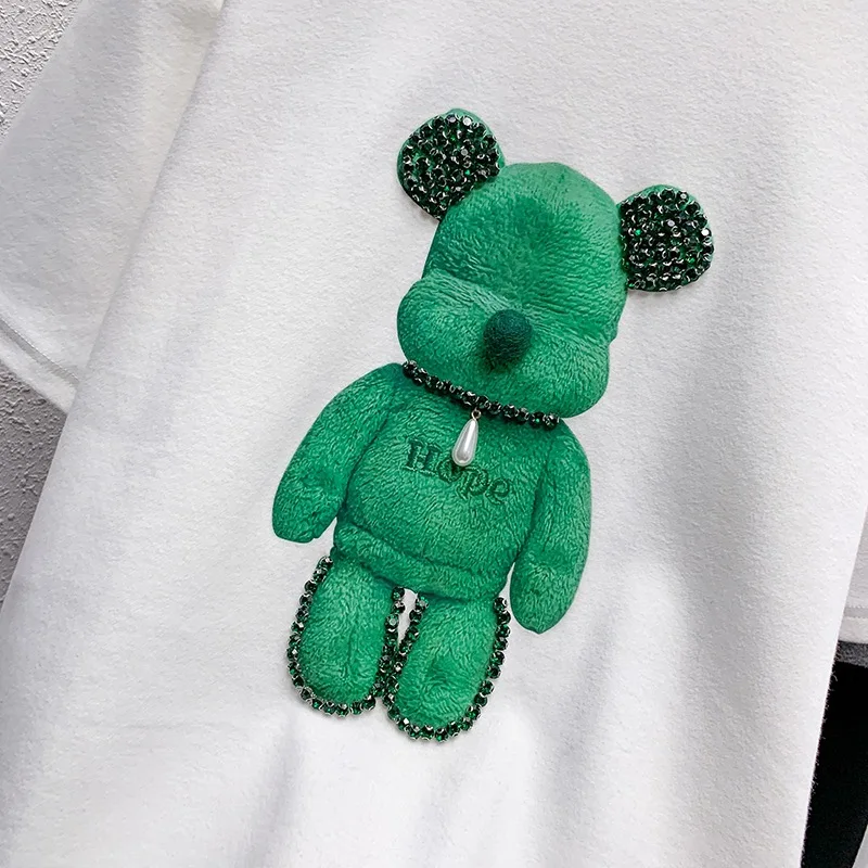 Summer Bear T Shirt Women Loose O-neck Tops Harajuku Girls Funny T-shirt Female White Gray Short Sleeve Oversized Tee Ropa Mujer