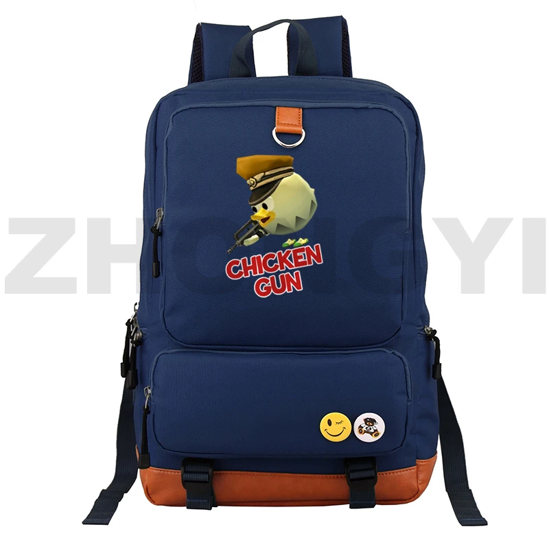 Anime Chicken Gun Bag, 3D Print, Mochilas bonitos dos desenhos animados, grandes sacos escolares de lona, Men Laptop Travel Packbag, Trendy Mochila, Zipper