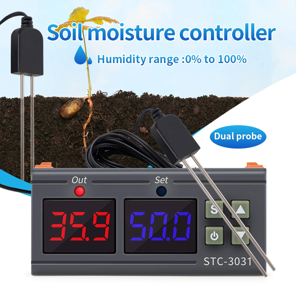 Controlador Digital Umidade do Solo Medidor de Umidade do Solo Higrômetro Plantas de Jardim Termorregulador Stc3030 Ac110v220v