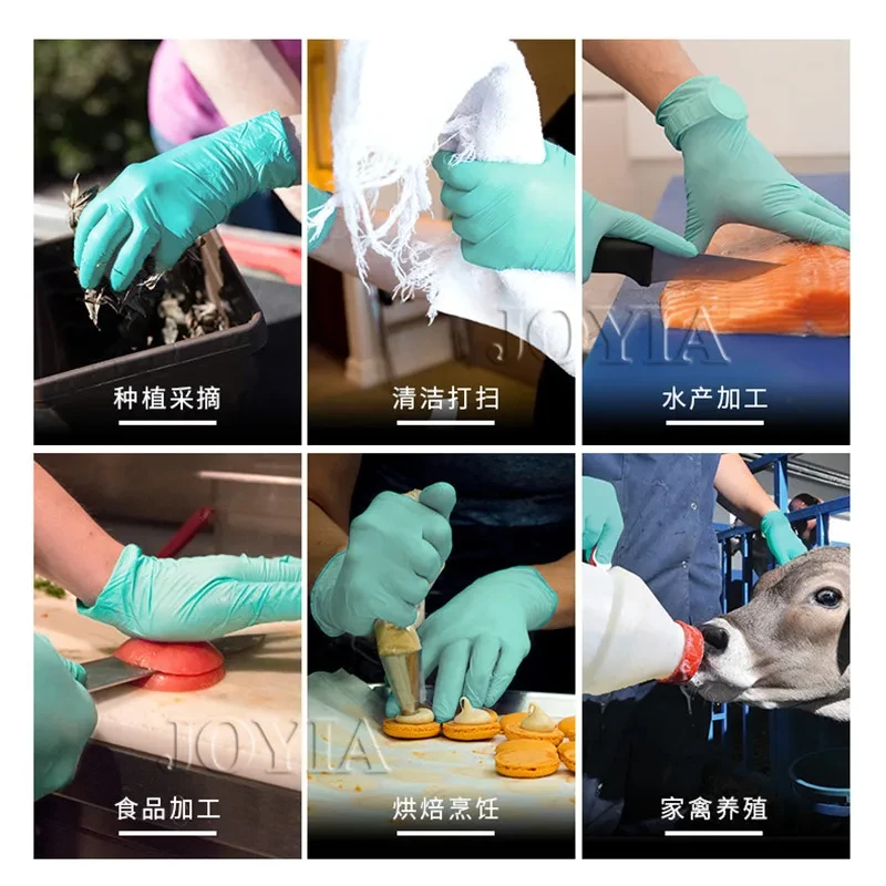 Green Disposable Gloves Pink Exam Nitrile Glove Multi-Purpose Waterproof For Household Food Handle Planting Farming S XS 50 100