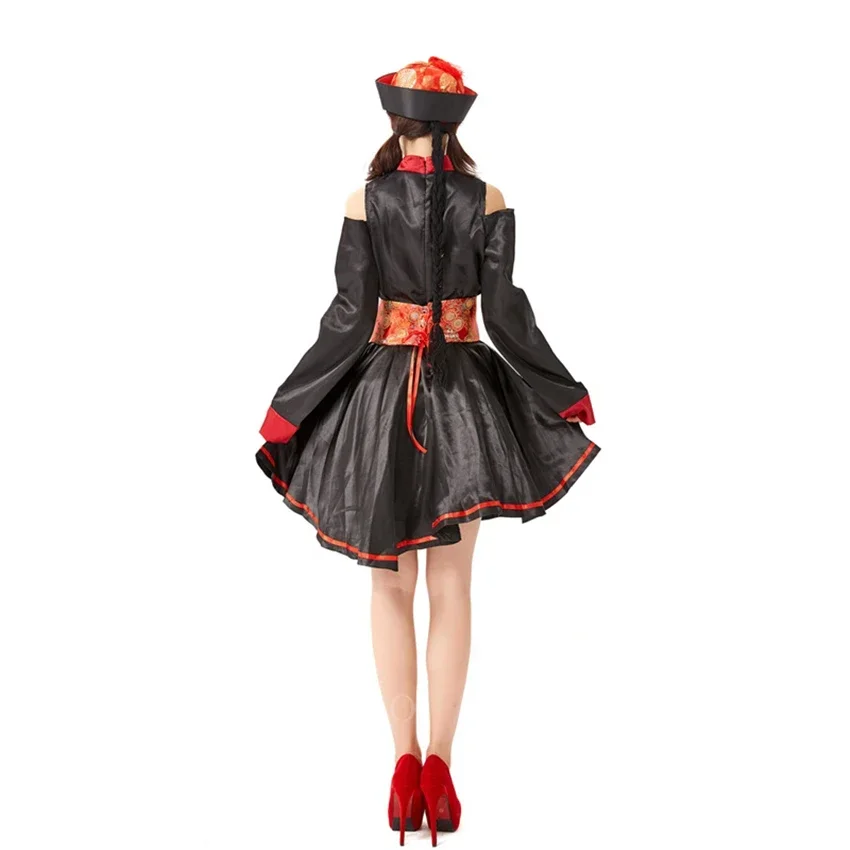 Halloween Carnival Retro Vampire Embroidery Dress Scary Chinese Qing Dynasty Zombie Bloody Costume