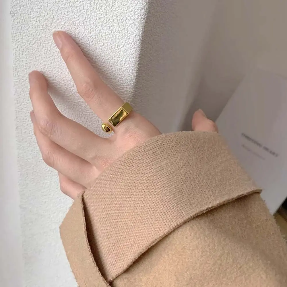 Jewelry Accessories Square Ring Metal Geometric Opening Silver Color Square Open Rings Open Adjustable Gold Square Alloy Ring