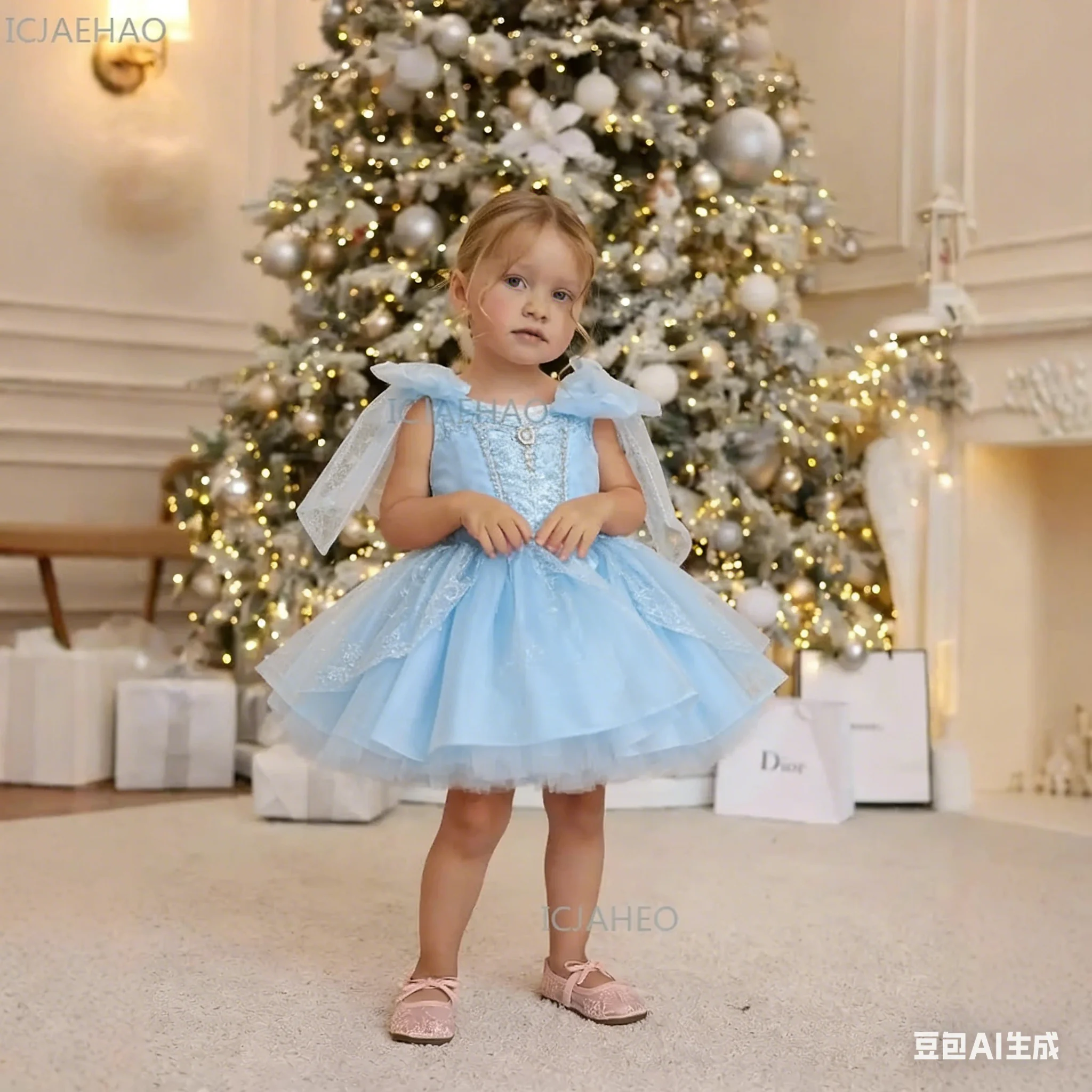 

Новое розовое платье принцессы для девочек, нарядное платье с цветочным узором для дня рождения, детская одежда для праздников, нарядное платье для выступлений и вечеринок для девочек