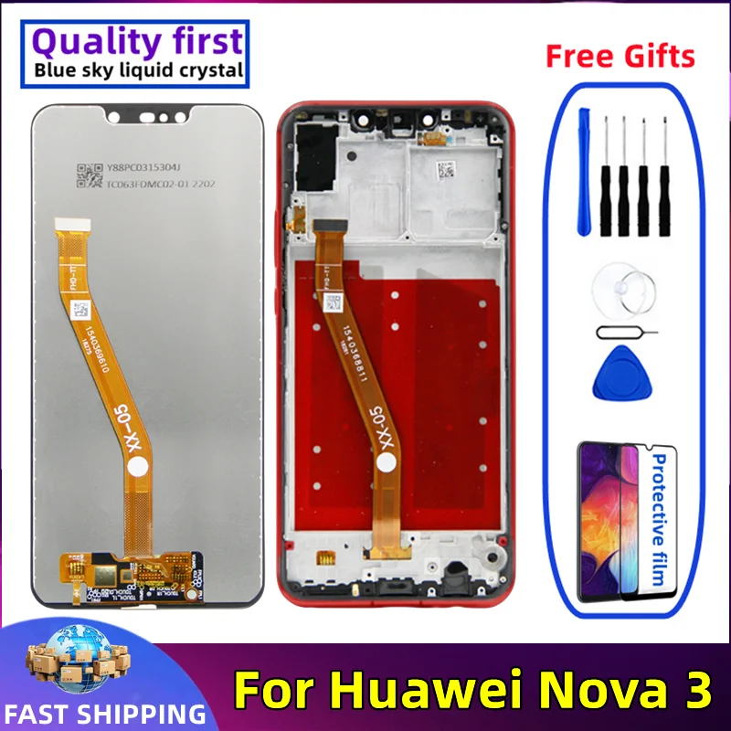 For Huawei Nova 3 LCD PAR-LX1 PAR-LX9 LCD Original With frame Mobile Phone Display Touch Screen Digitizer Assembly Replacement