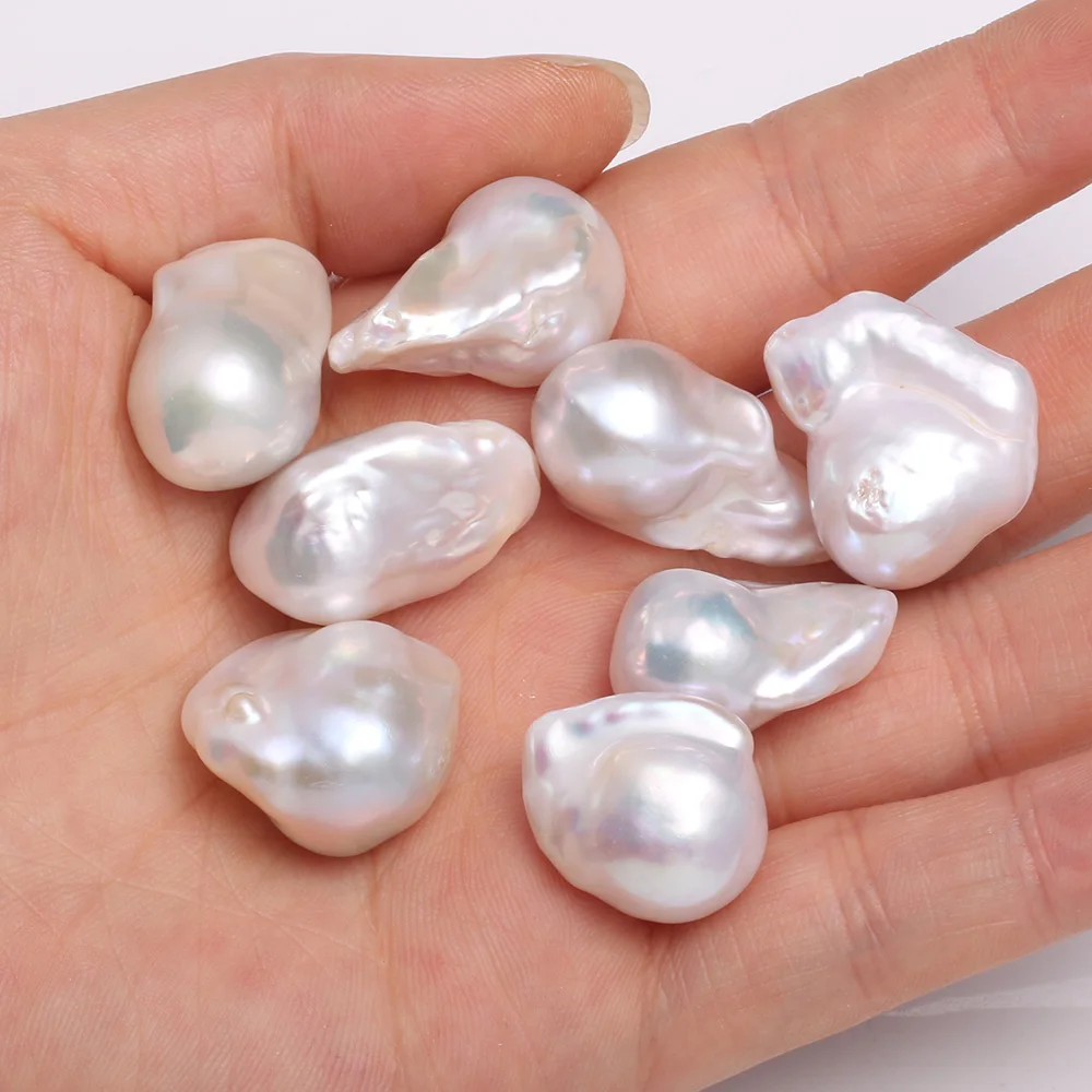 1PCS Wholesale Natural Fresh Water Baroque Shaped Pearl Dazzling White 14-20mm Non-porous Beads DIY Female Pendant Jewelry