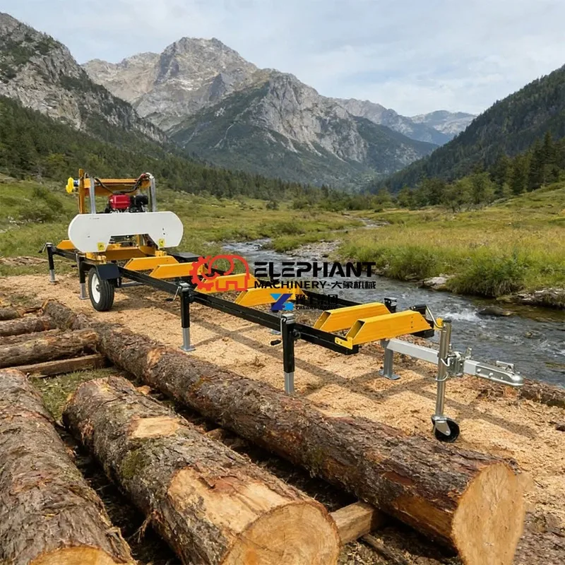 Industrial Diesel Engine Forestry Equipment Hydraulic Trailer Timber Processing Horizontal Machine Ommercial Band Sawmill