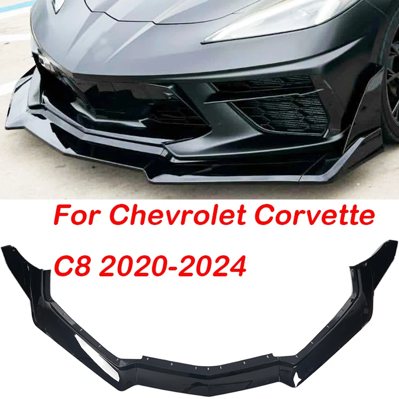 For 2020-2024 Chevrolet Corvette C8 Car Front Bumper Lip Spoiler Splitter Winglet Carbon Fiber Style ZR1 Style