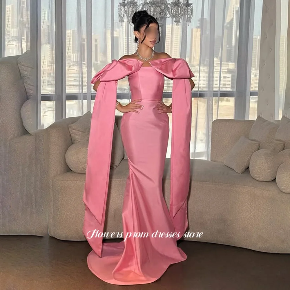 Vestido de noche de sirena con flores y hombros descubiertos, vestido de fiesta de satén para mujer, elegante vestido de Gala de celebridad para mujer personalizado