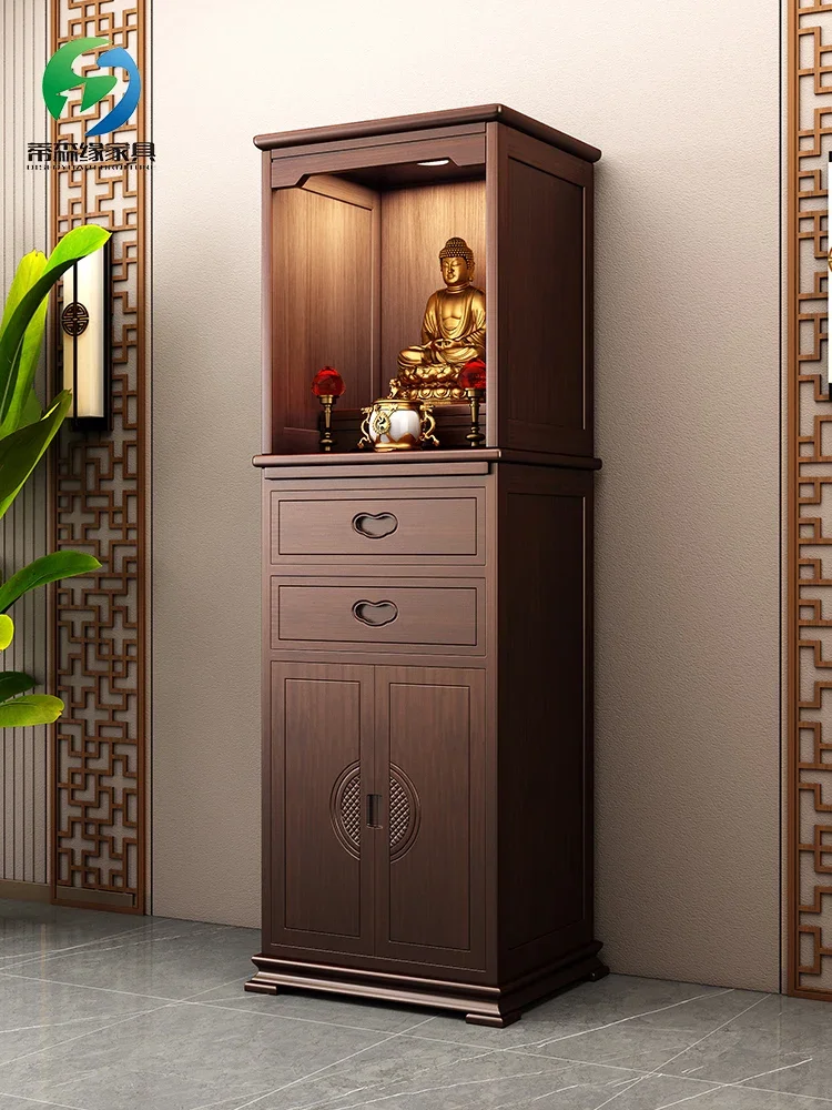 XC Buddha Niche Clothes Closet Solid Wood Household Buddha Cabinet Shrine Buddha Shrine Incense Burner Table Altar with