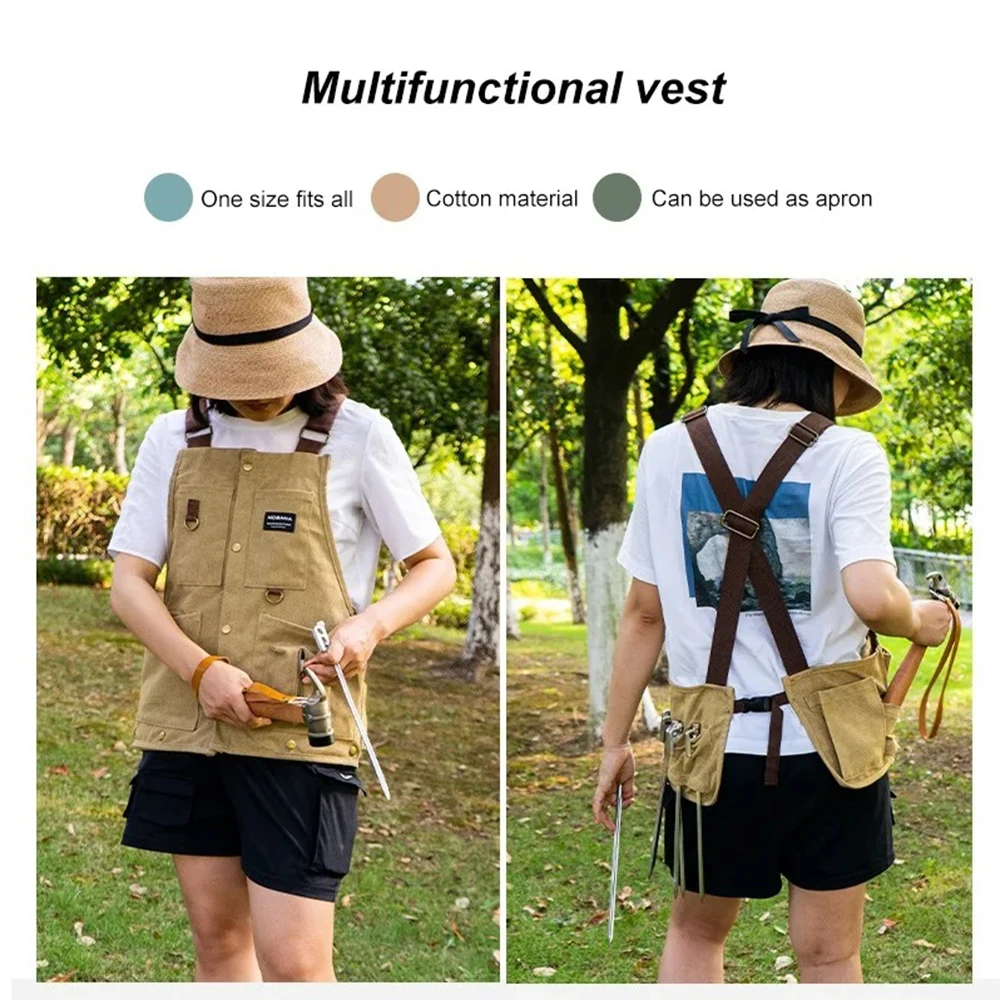 Outdoor Vest BBQ Work Apron Camping Men Women\'s Leisure Multi-Functional Apron Fishing Vest Coat Equipment Durable Tool Pocket