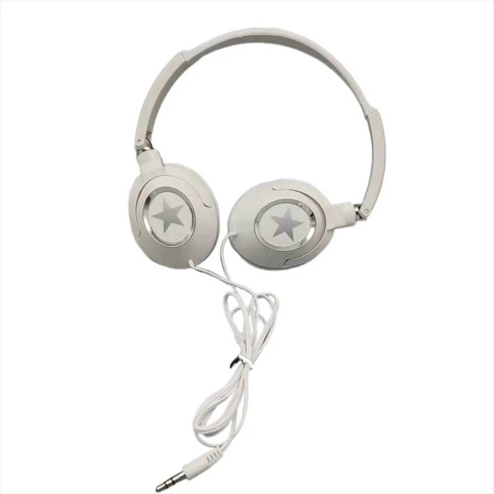 Flexible Wired Headphones Adjustable Music Stereo Over Ear Headset 3.5mm Black White Foldable Headphones