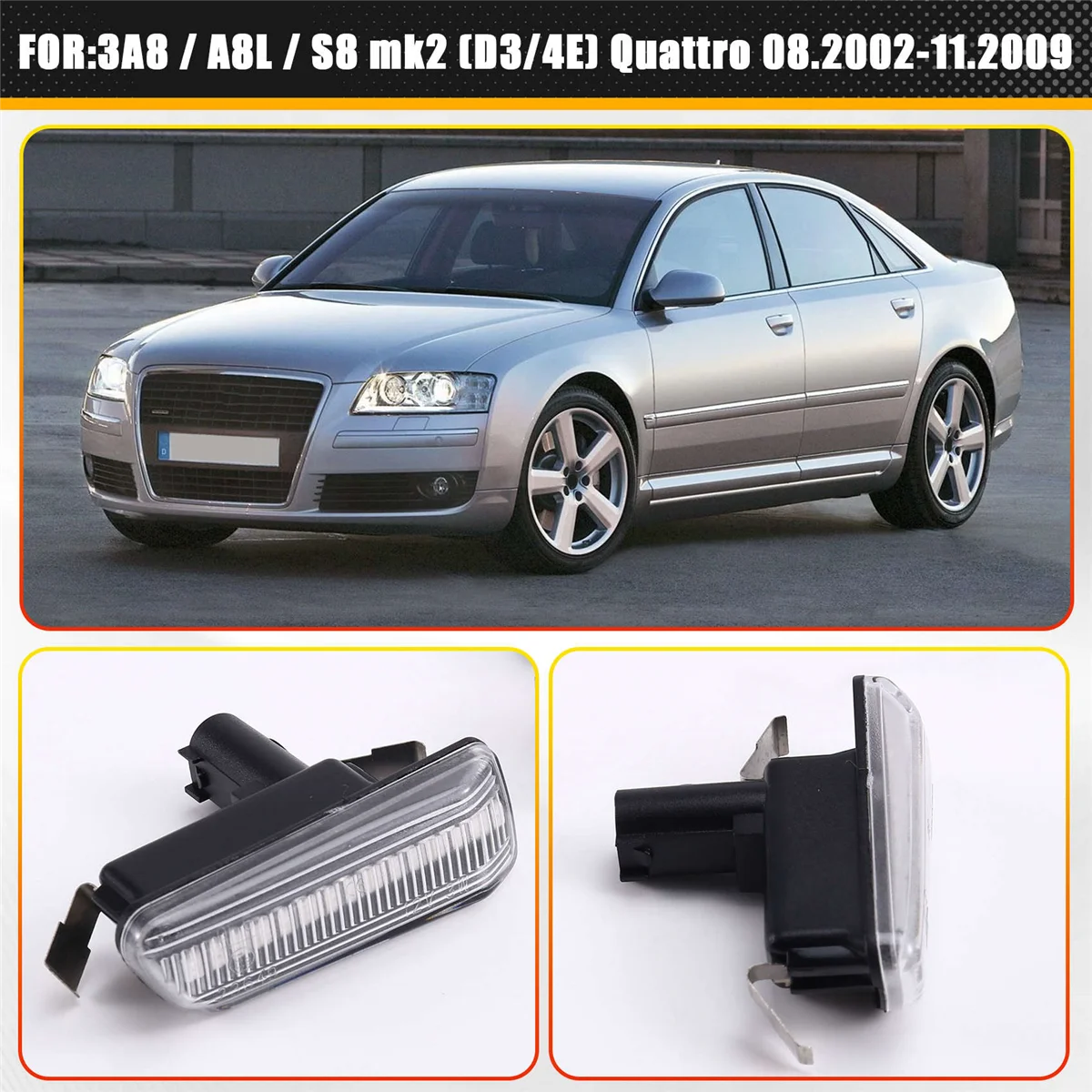 

#65C Automotive Parts & Accessories,1Pair for Audi LED Side Marker Indicator Lights Transparent,Transparent