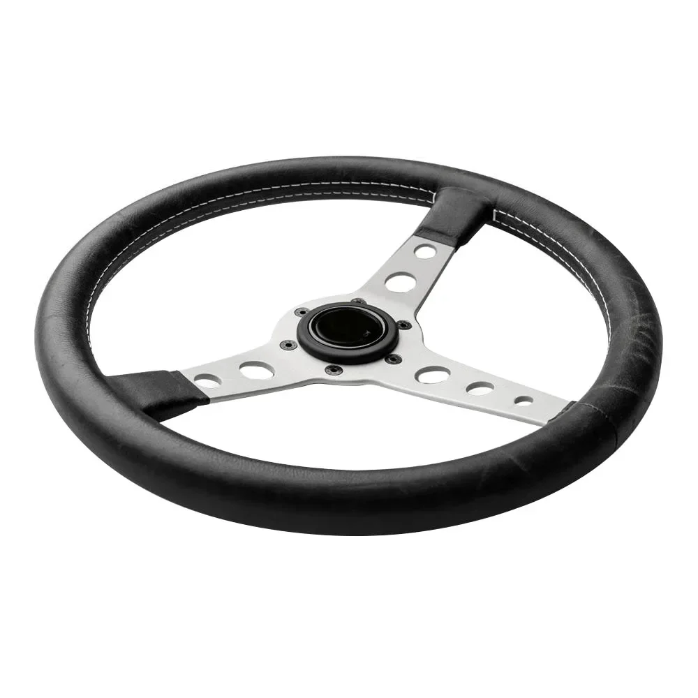 General 14 inch 350mm automotive aluminum racing steering wheel with horn button, flat steering wheel