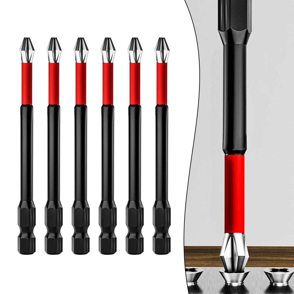 

PH2 Magnetic Screwdriver Bit Set 6pcs Heavy Duty Alloy Steel for Various Drilling Needs Compatible with Power Tools