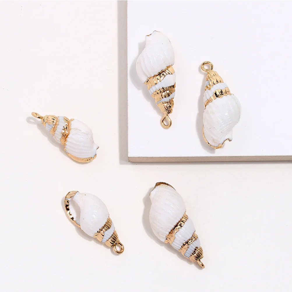 

10 Pcs Gold-rim Conch Ornaments DIY Shell Necklace Earrings Jewelry Accessories