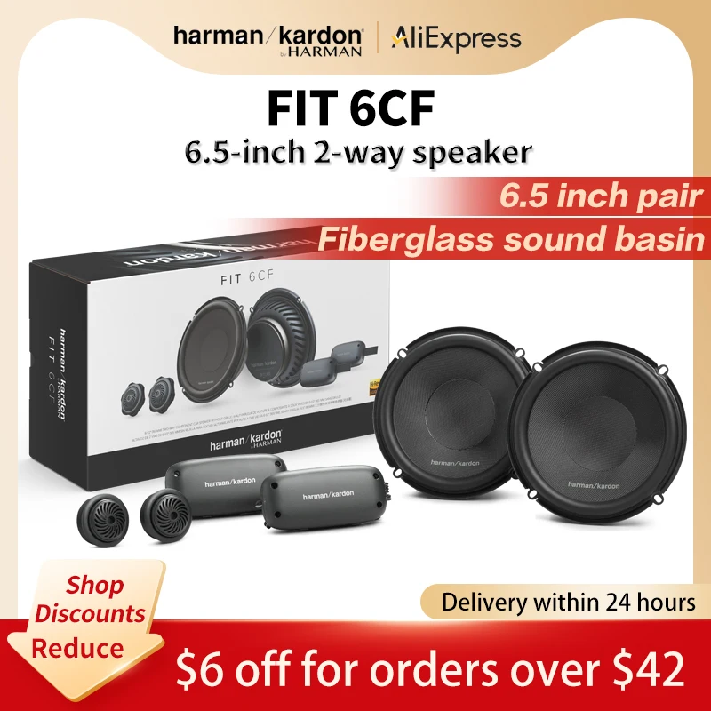 Harman Kardon Altavoz de audio para automóvil Altavoz de puerta de dos directores de 6,5 pulgadas Altavoz de fibra de vidrio Altavoz estéreo con subwoofer medio y agudos