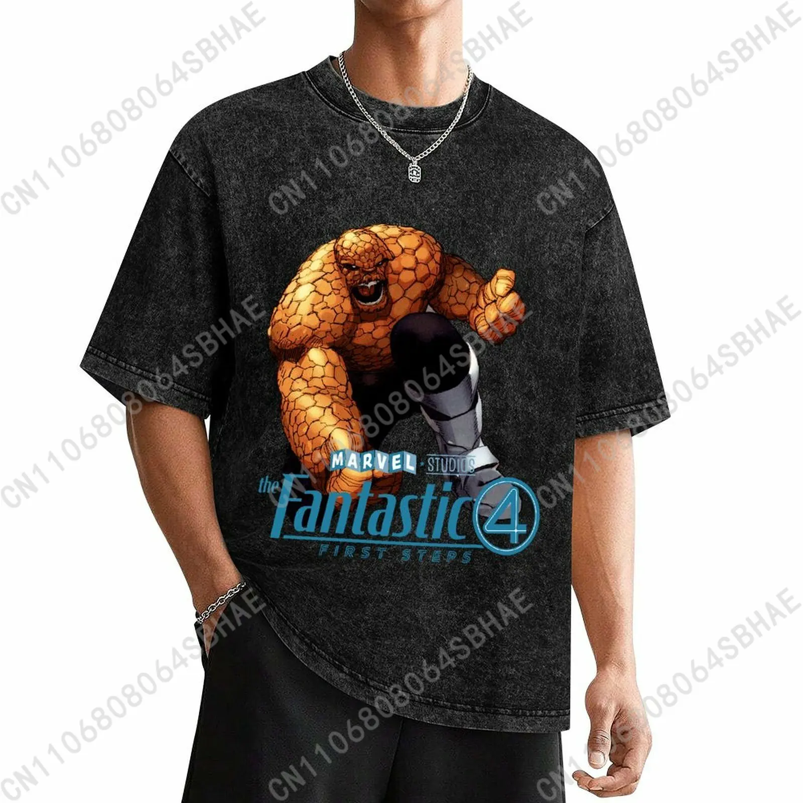 

Marvel Things Custom Mens Vintage T Shirt Washed Distressed Tee Men Retro Short Sleeve Personalized Cotton Shirt Cosplay