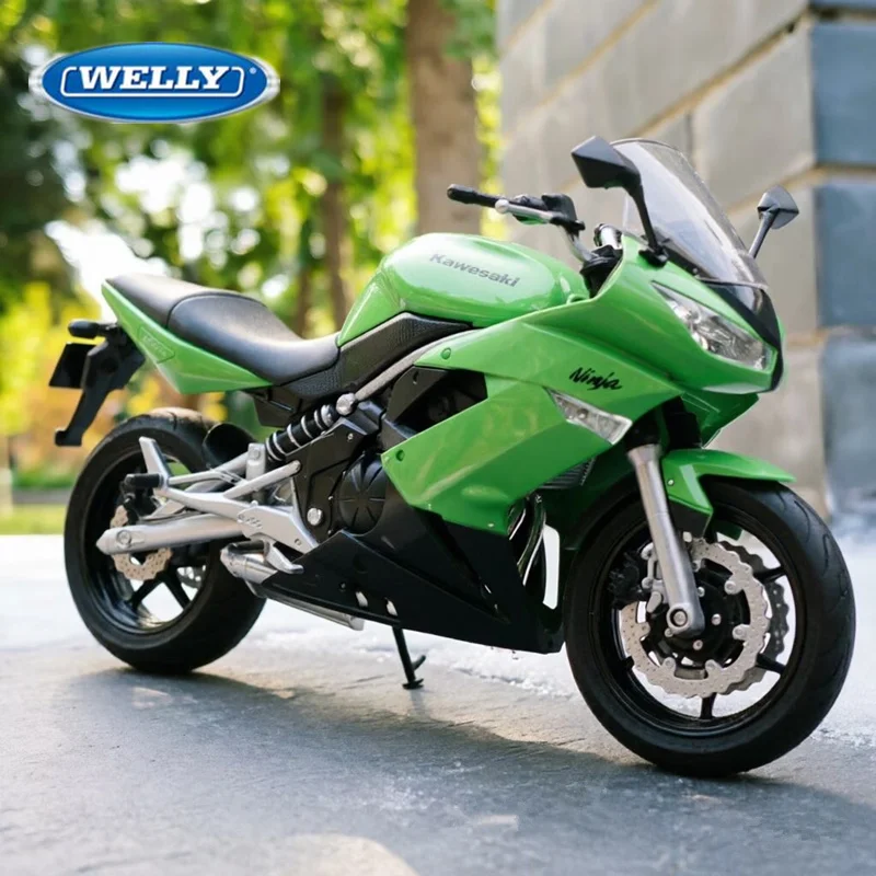 

Модель спортивного мотоцикла WELLY 1:10 Kawasaki Ninja 650R из сплава, литая под давлением, металлическая модель для уличных гонок, имитация, подарки для детей