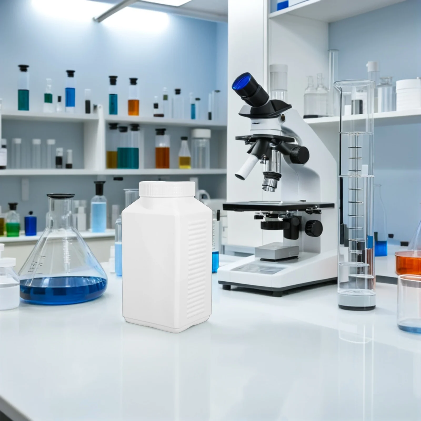 6Pcs Lab Plastic Bottles Wide Mouth Square Design 1000ml Chemical Reagent Storage Leakproof Containers Sample Containers Plastic