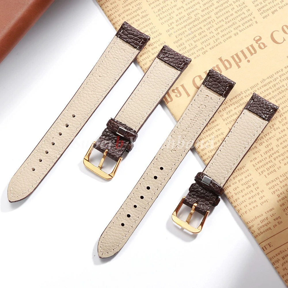 Ремешок для часов из искусственной кожи 12 мм, 14 мм, 16 мм, 18 мм, 20 мм, ремешок для часов для мужчин и женщин, ремешок для часов с узором личи, черный, коричневый, замена