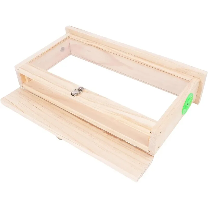Double-Sided Acrylic & Wooden Bee Breeding Observation Box with Ventilation Hive Frames for Beekeeping