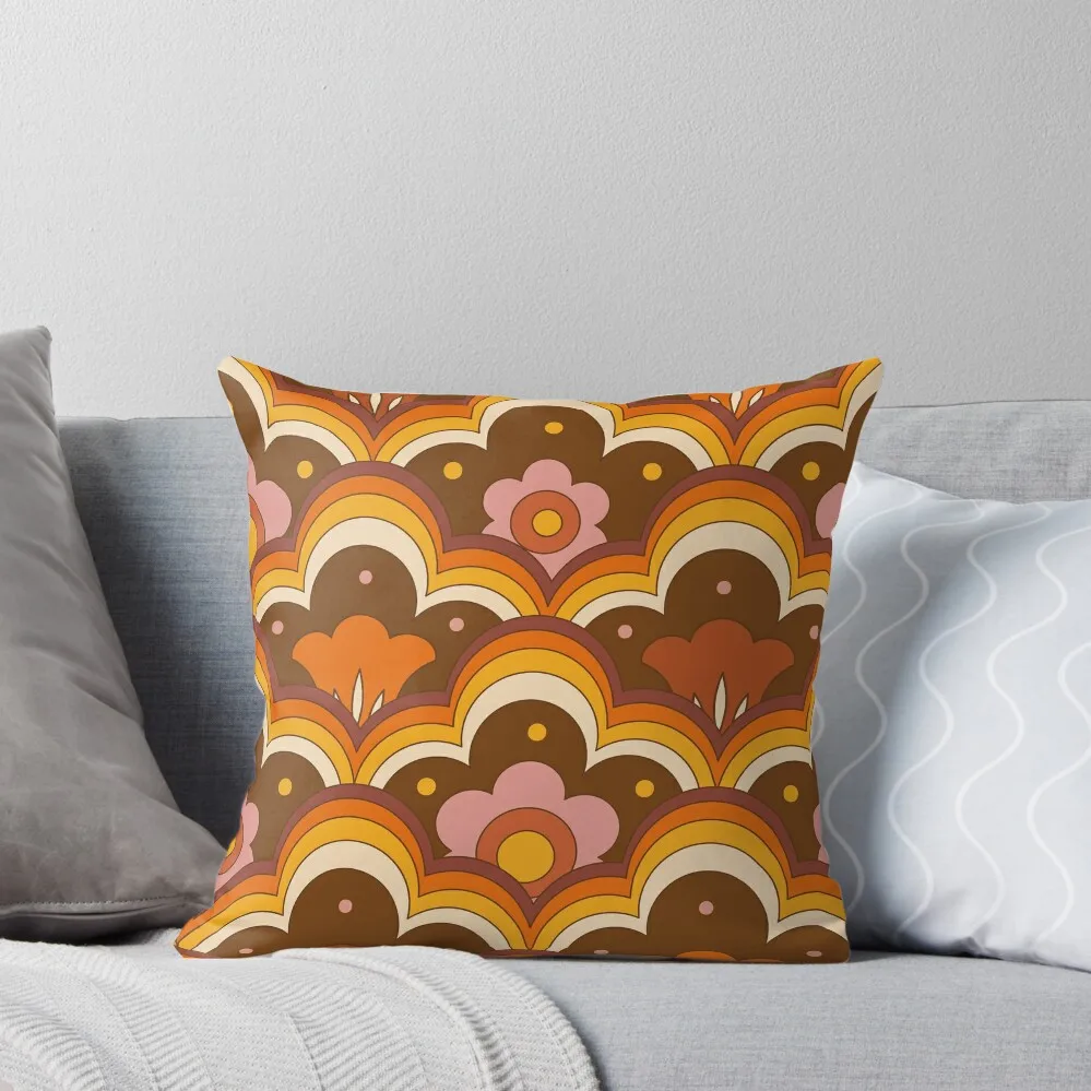 

70s 60s retro Psychedelic Flower Power, Floral Pattern Throw Pillow Cushion Child autumn decoration pillow