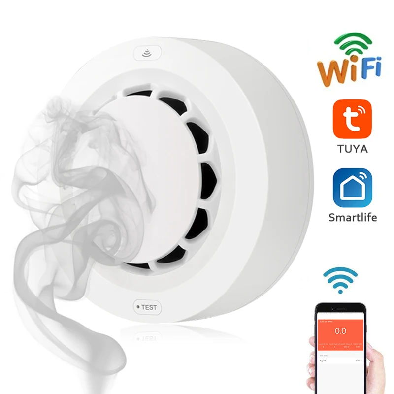 كاشف إنذار الدخان Tuya-WiFi ، مستشعر الحماية من الحرائق ، نظام أمان الحريق للتدخين ، رجال الإطفاء