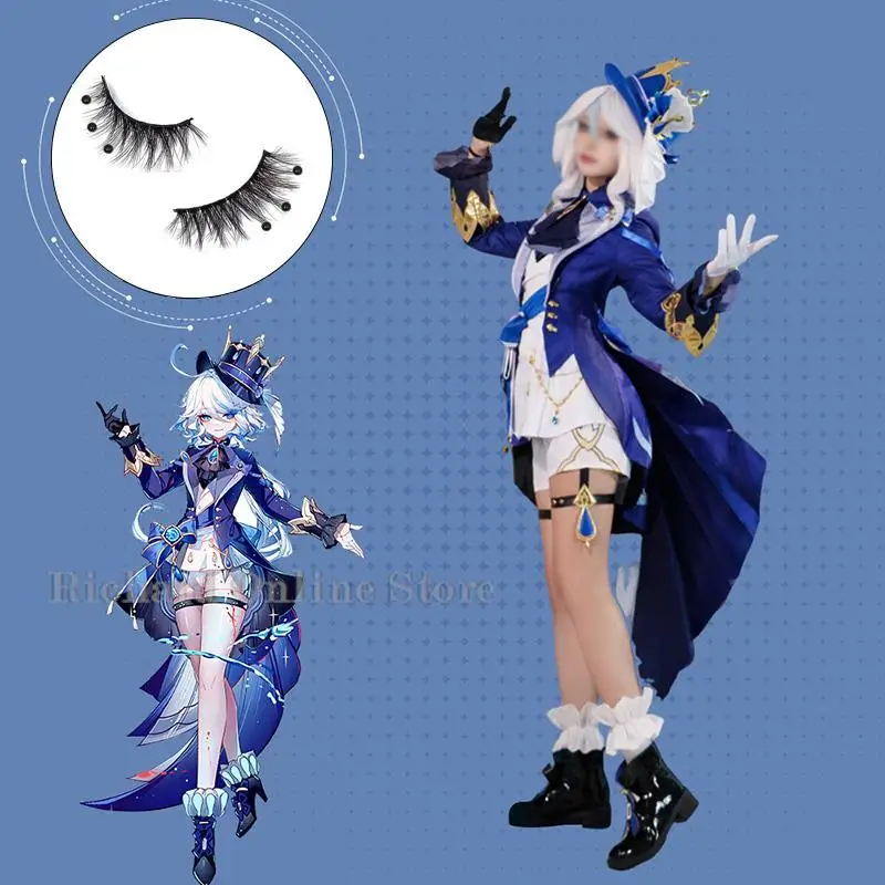 Black Ousia Furina Cosplay Costume Wig Hat Genshin Anime Focalors Game Cosplay Outfits Short Hair Party Women Dress Suit Clothes