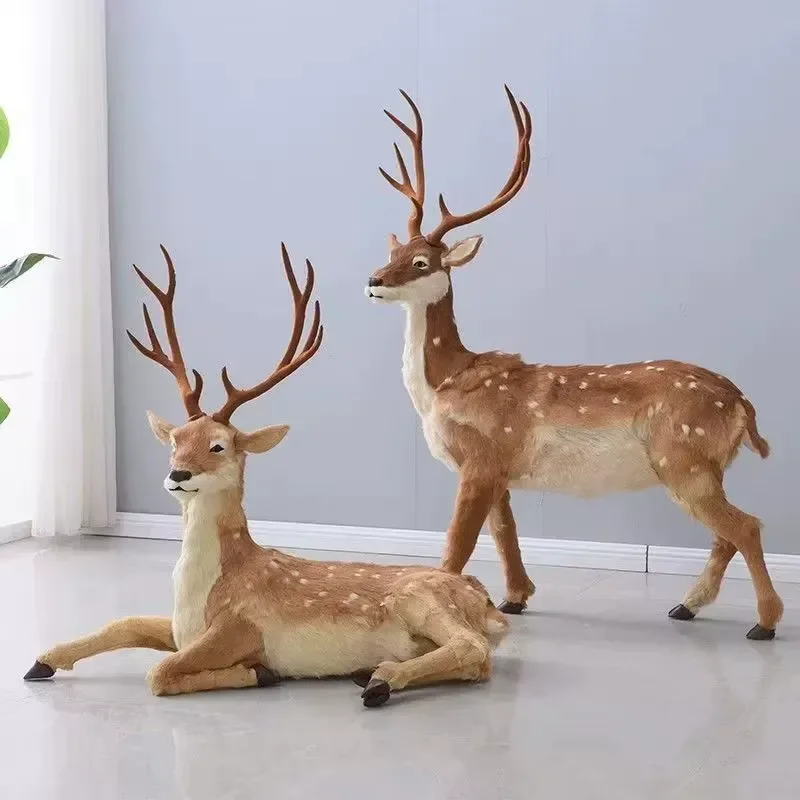 for Spotted Deer Animal Model Ornament Simulated Deer Figurine Christmas Home Decorations Living Room Shelf Desktop Display